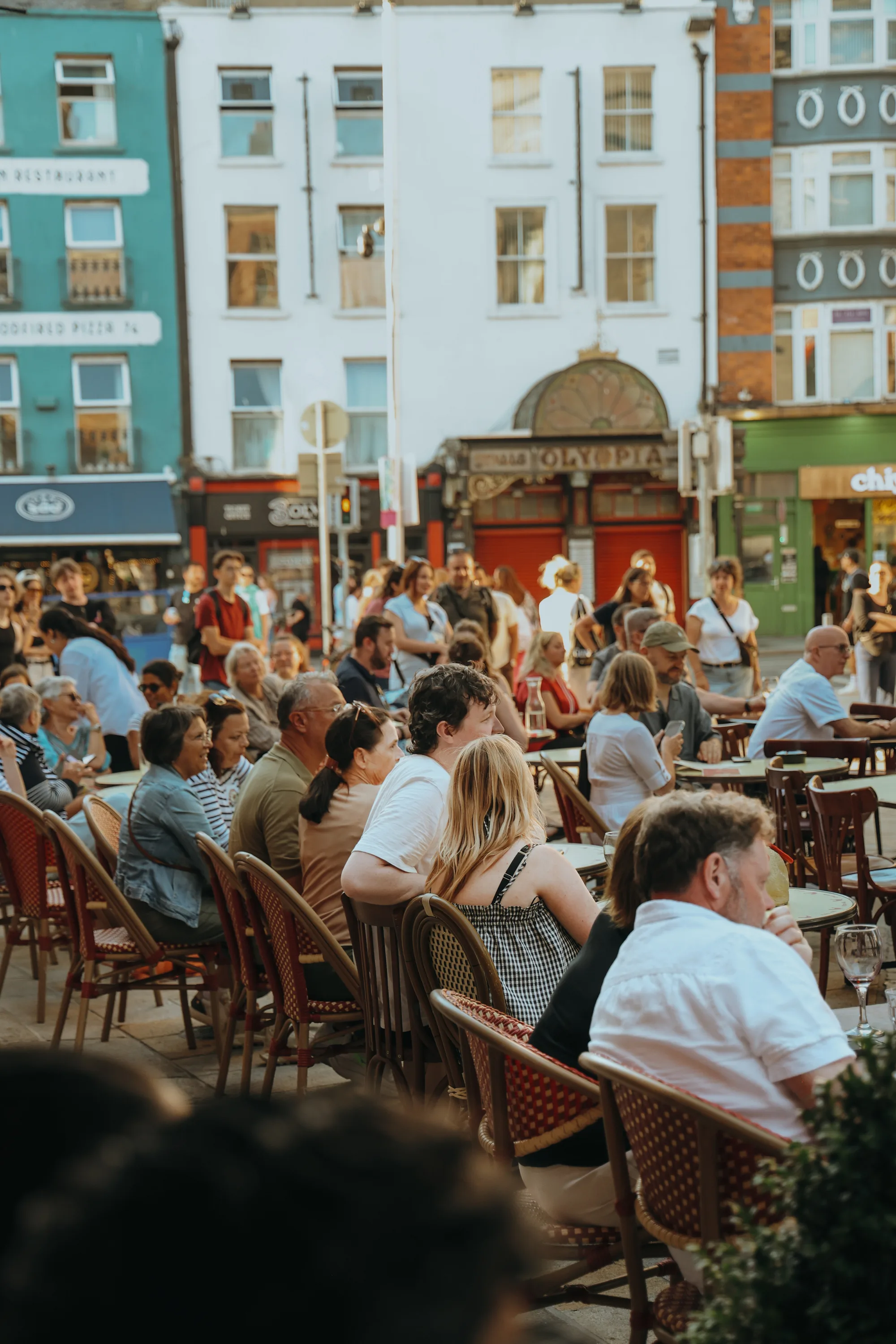 Guests gathered outside Chez Max on Bastille Day